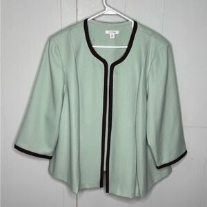 dressbarn 3/4 Sleeve Mint Green Blazer with Black Trim